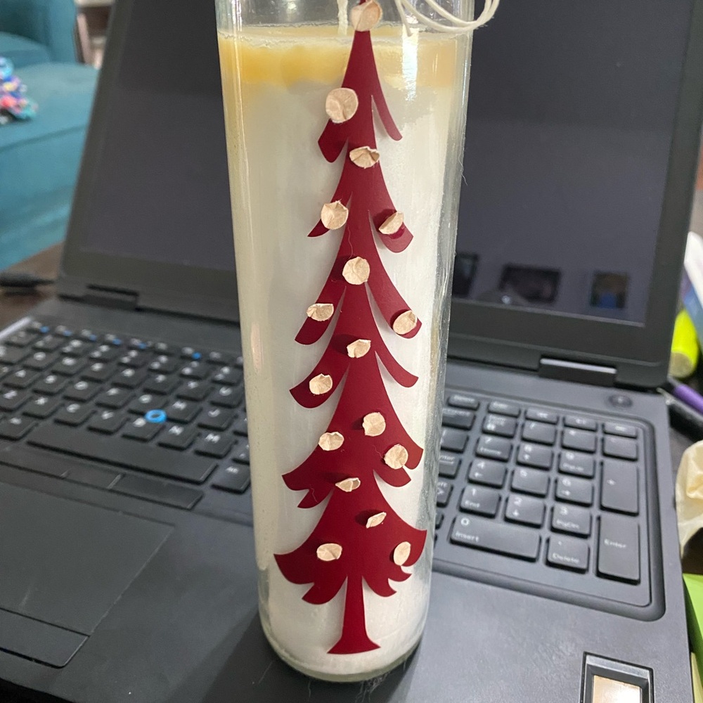 Festive Red and White Holiday Candle
